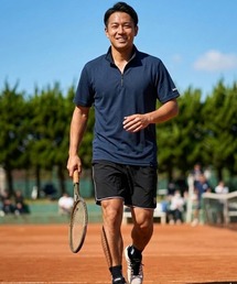 【K-SWISS/ケースイス】ドライワッフルハーフZIPTシャツ