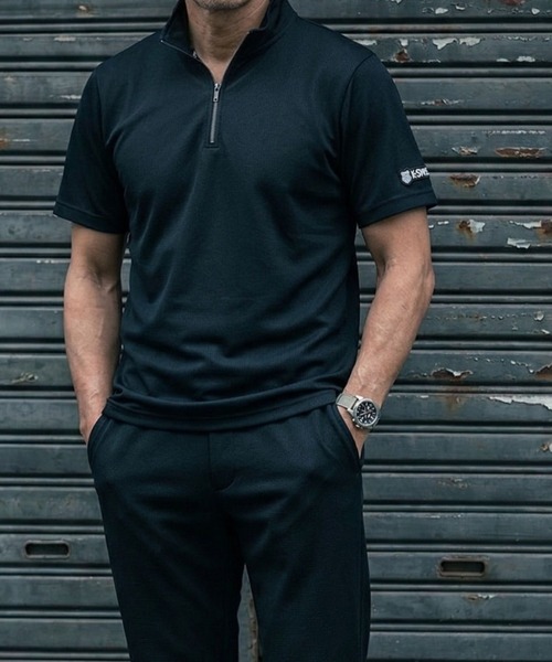 K-SWISS(ケースイス)の「【K-SWISS/ケースイス】ドライワッフルハーフZIPTシャツ(Tシャツ/カットソー・メンズ・ホワイト/ブラック/ネイビー・MEDIUM/LARGE/X-LARGE)」の2枚目の写真