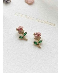 【88eighty-eight】CUTEピンク薔薇ミニピアス【import】(MA)