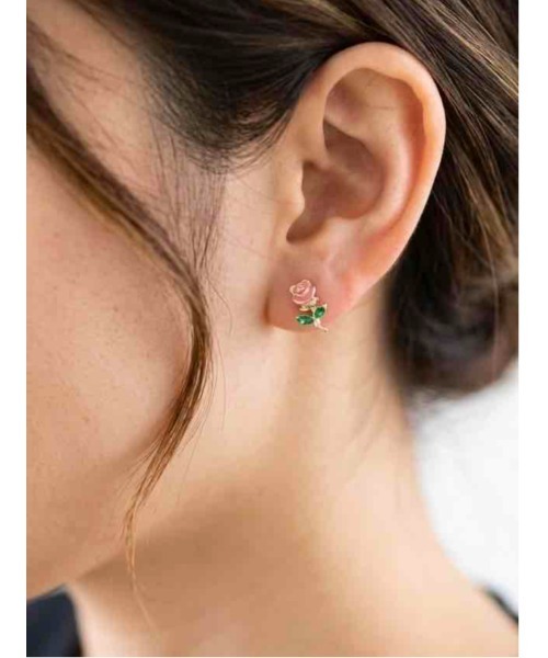 tone(トーン)の「【88eighty-eight】CUTEピンク薔薇ミニピアス【import】(MA)(ピアス(両耳用)・レディース・ゴールド・FREE)」の2枚目の写真