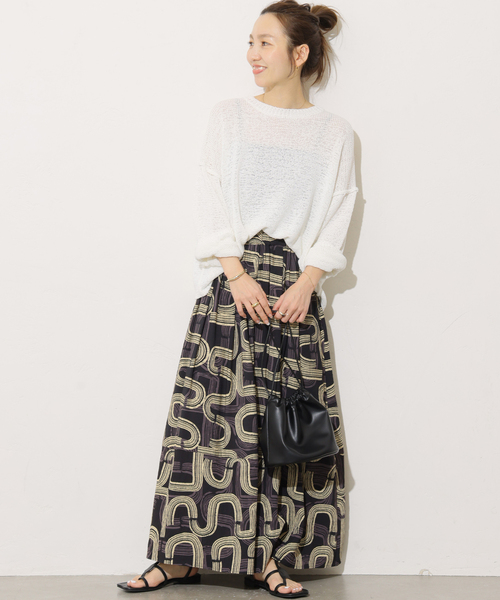 JOURNAL STANDARD relume（ジャーナルスタンダード　レリューム）の「モダンアフリカンプリントギャザースカート（スカート・レディース・ブラック/ブラウン・FREE）」の18枚目の写真