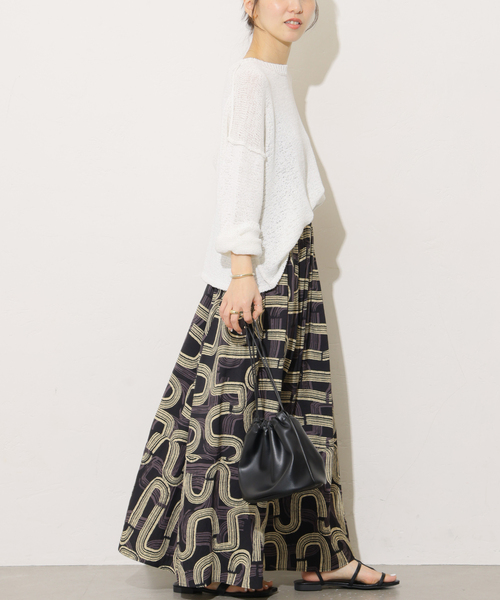 JOURNAL STANDARD relume（ジャーナルスタンダード　レリューム）の「モダンアフリカンプリントギャザースカート（スカート・レディース・ブラック/ブラウン・FREE）」の19枚目の写真