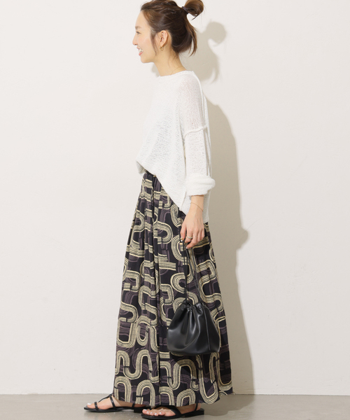 JOURNAL STANDARD relume（ジャーナルスタンダード　レリューム）の「モダンアフリカンプリントギャザースカート（スカート・レディース・ブラック/ブラウン・FREE）」の20枚目の写真