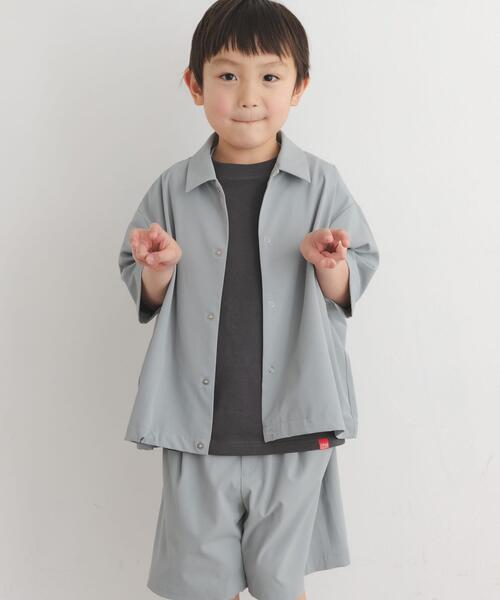 URBAN RESEARCH DOORS(アーバンリサーチドアーズ)の「『150サイズあり』『親子リンク』『UR TECH』サマシェアシャツカーディガン(KIDS)(Tシャツ/カットソー・キッズ・チャコールグレー/グリーン・120/150/135)」の15枚目の写真