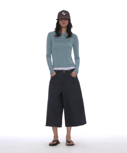 PARTIMENTO WOMEN(パルティメントウィメン)の「DBRスローガンプリンテッドロングスリーブTシャツ_エメラルド(Tシャツ/カットソー・レディース・その他・SMALL/MEDIUM)」の5枚目の写真