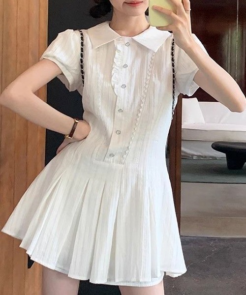 gossip!ロサンゼルス(ゴシップロサンゼルス)の「YUGA シャツワンピース 安全ショーツ付き(ワンピース・レディース・ブラック/ホワイト・L/M)」の6枚目の写真