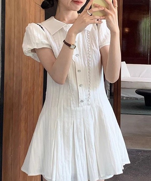 gossip!ロサンゼルス(ゴシップロサンゼルス)の「YUGA シャツワンピース 安全ショーツ付き(ワンピース・レディース・ブラック/ホワイト・L/M)」の5枚目の写真