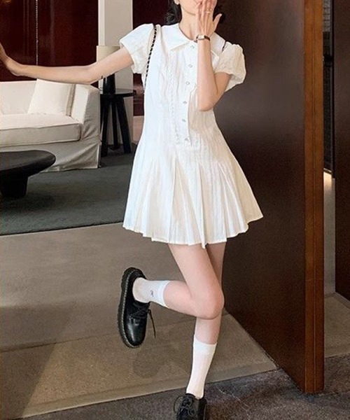 gossip!ロサンゼルス(ゴシップロサンゼルス)の「YUGA シャツワンピース 安全ショーツ付き(ワンピース・レディース・ブラック/ホワイト・L/M)」の3枚目の写真