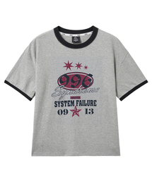 MOZMOZ（モズモズ）の「996グラフィックリンガーTシャツグレー（Tシャツ/カットソー）」