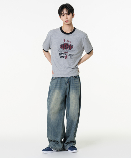 MOZMOZ（モズモズ）の「996グラフィックリンガーTシャツグレー（Tシャツ/カットソー・レディース・その他・2/1/3）」の4枚目の写真