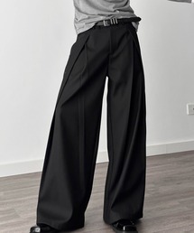 SHEPP | 【UNISEX】ハイウエスト 深タック ワイドレッグ スラックスパンツ(スラックス)