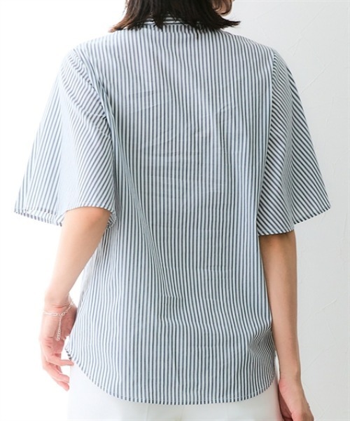 7days Life Styling(セブンデイズライフスタイリング)の「【接触冷感/UVカット/速乾】フレアスリーブブラウス(シャツ/ブラウス・レディース・ネイビー系/サックスブルー系・M/S/LL/L)」の10枚目の写真