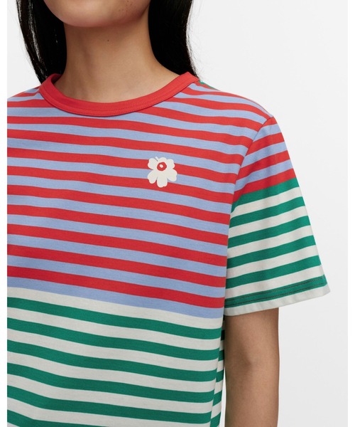 【新品タグ付き】marimekko kioski Tシャツ いちご ブルー L セール】【kioski】 Tasaraita Unikko / t-shirt（Tシャツ/カットソー