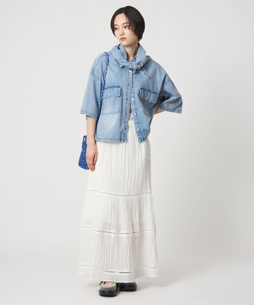 CITEN（シテン）の「＜CITEN＞ハシゴレースキリカエスカート（スカート・レディース・ホワイト/イエロー/ブラック・M/S）」の5枚目の写真