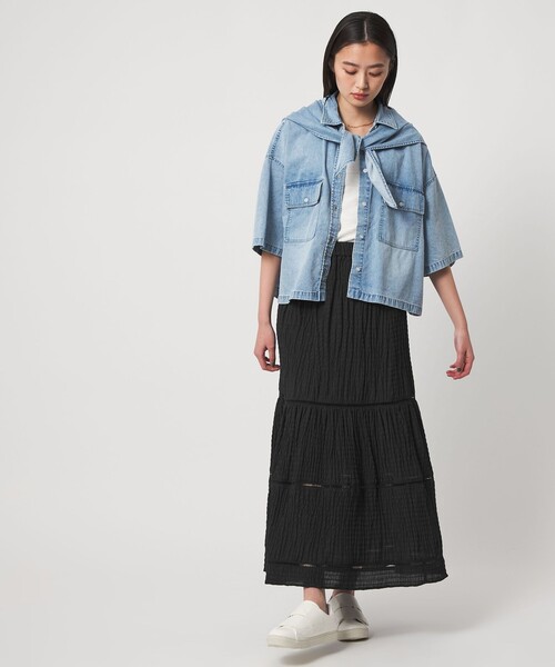CITEN（シテン）の「＜CITEN＞ハシゴレースキリカエスカート（スカート・レディース・ホワイト/イエロー/ブラック・M/S）」の11枚目の写真