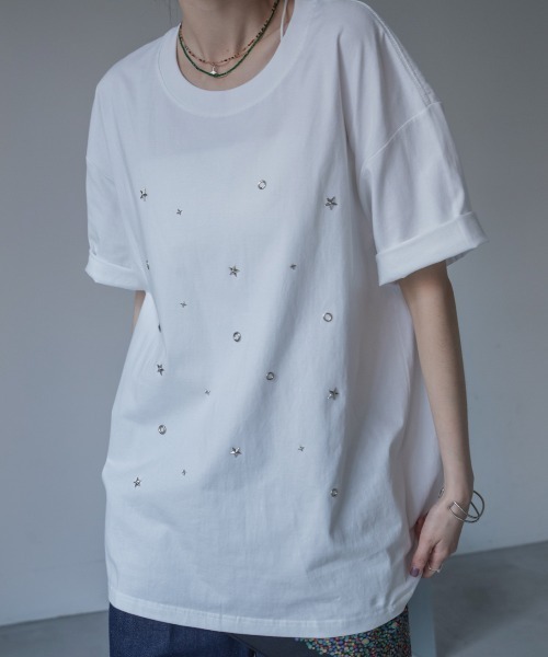 VACANCY(ヴァカンシー)の「スタッズオーバーTシャツ/ユニセックス(Tシャツ/カットソー・レディース・ホワイト/ブラック・FREE)」の17枚目の写真