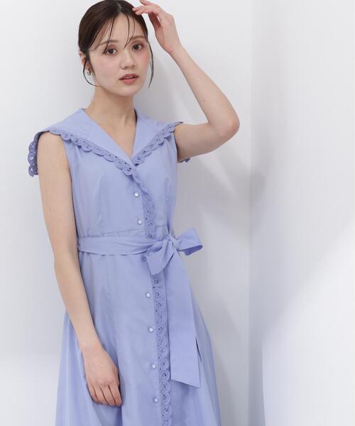 PROPORTION BODY DRESSING(プロポーションボディドレッシング)の「【中川紅葉さん着用】セーラーカラーレーストリムワンピース / 1216140502(ワンピース・レディース・ブルー/ホワイト/ネイビー/イエロー・MEDIUM/P/S/SMALL)」の5枚目の写真