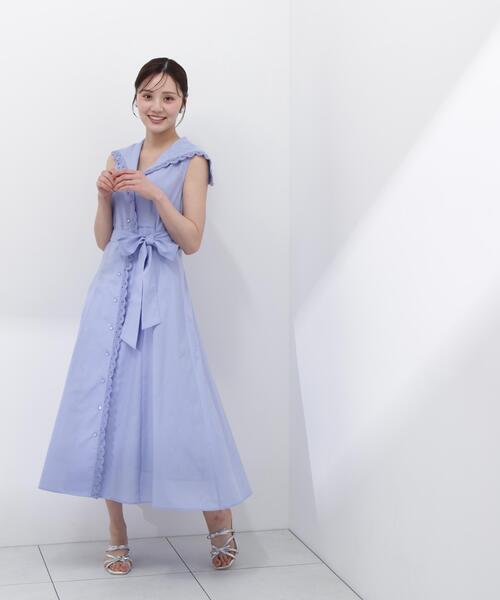 PROPORTION BODY DRESSING(プロポーションボディドレッシング)の「【中川紅葉さん着用】セーラーカラーレーストリムワンピース / 1216140502(ワンピース・レディース・ブルー/ホワイト/ネイビー/イエロー・MEDIUM/P/S/SMALL)」の6枚目の写真