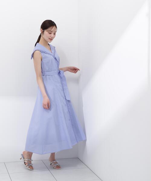 PROPORTION BODY DRESSING(プロポーションボディドレッシング)の「【中川紅葉さん着用】セーラーカラーレーストリムワンピース / 1216140502(ワンピース・レディース・ブルー/ホワイト/ネイビー/イエロー・MEDIUM/P/S/SMALL)」の8枚目の写真