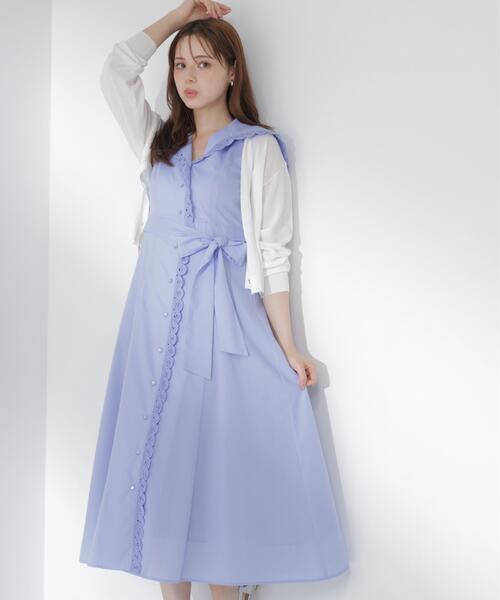PROPORTION BODY DRESSING（プロポーションボディドレッシング）の「【中川紅葉さん着用】セーラーカラーレーストリムワンピース / 1216140502（ワンピース・レディース・ブルー/ホワイト/ネイビー/イエロー・MEDIUM/P/S/SMALL）」の5枚目の写真