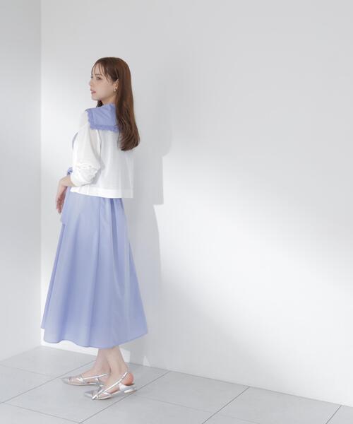 PROPORTION BODY DRESSING（プロポーションボディドレッシング）の「【中川紅葉さん着用】セーラーカラーレーストリムワンピース / 1216140502（ワンピース・レディース・ブルー/ホワイト/ネイビー/イエロー・MEDIUM/P/S/SMALL）」の6枚目の写真
