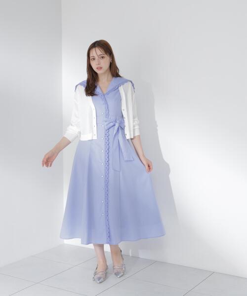PROPORTION BODY DRESSING（プロポーションボディドレッシング）の「【中川紅葉さん着用】セーラーカラーレーストリムワンピース / 1216140502（ワンピース・レディース・ブルー/ホワイト/ネイビー/イエロー・MEDIUM/P/S/SMALL）」の7枚目の写真