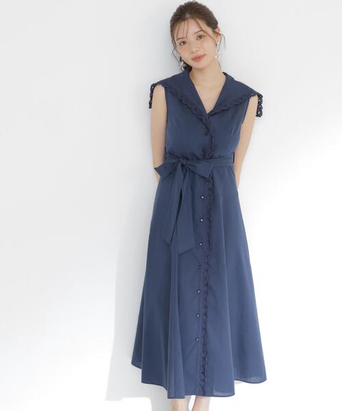 PROPORTION BODY DRESSING（プロポーションボディドレッシング）の「【中川紅葉さん着用】セーラーカラーレーストリムワンピース / 1216140502（ワンピース・レディース・ブルー/ホワイト/ネイビー/イエロー・MEDIUM/P/S/SMALL）」の12枚目の写真