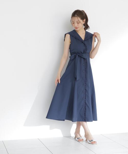 PROPORTION BODY DRESSING（プロポーションボディドレッシング）の「【中川紅葉さん着用】セーラーカラーレーストリムワンピース / 1216140502（ワンピース・レディース・ブルー/ホワイト/ネイビー/イエロー・MEDIUM/P/S/SMALL）」の13枚目の写真