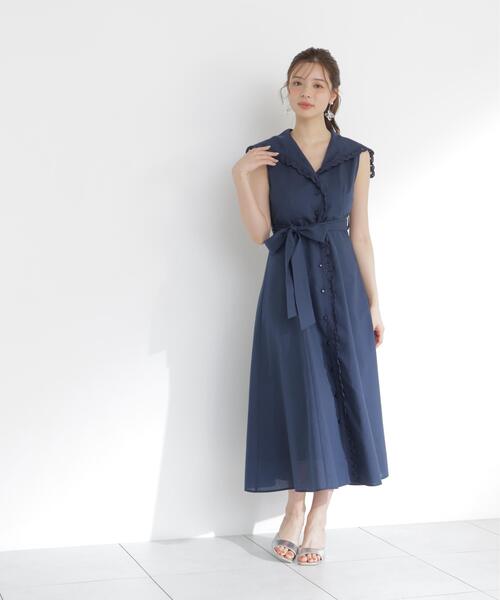 PROPORTION BODY DRESSING（プロポーションボディドレッシング）の「【中川紅葉さん着用】セーラーカラーレーストリムワンピース / 1216140502（ワンピース・レディース・ブルー/ホワイト/ネイビー/イエロー・MEDIUM/P/S/SMALL）」の14枚目の写真