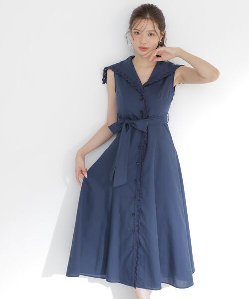 PROPORTION BODY DRESSING（プロポーションボディドレッシング）の「【中川紅葉さん着用】セーラーカラーレーストリムワンピース / 1216140502（ワンピース・レディース・ブルー/ホワイト/ネイビー/イエロー・MEDIUM/P/S/SMALL）」の15枚目の写真