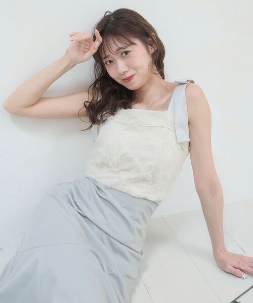 MAJESTIC LEGON(マジェスティックレゴン)の「肩リボンバイカラーマーメイドワンピ(ワンピース・レディース・ピンクベージュ/アイボリー/グレー/ブラック・MEDIUM)」の21枚目の写真
