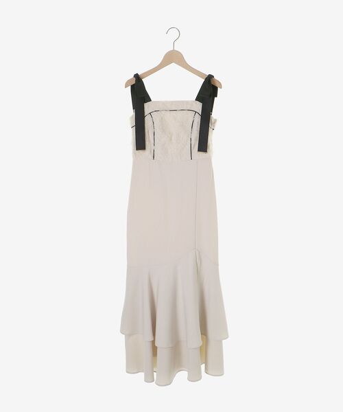 MAJESTIC LEGON（マジェスティックレゴン）の「肩リボンバイカラーマーメイドワンピ（ワンピース・レディース・ピンクベージュ/アイボリー/グレー/ブラック・MEDIUM）」の13枚目の写真