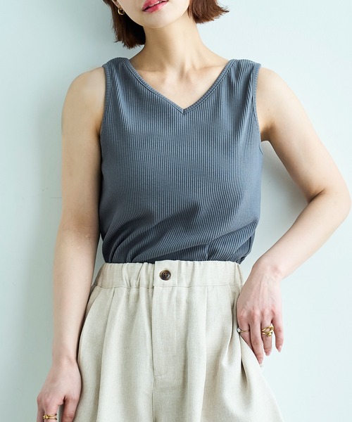mil(ミル)の「【汗染み防止加工】 前後2way リブ タンクトップ【587202】(タンクトップ・レディース・ブラック/モカ/チャコールグレー・S/XS)」の3枚目の写真