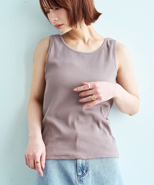 mil(ミル)の「【汗染み防止加工】 前後2way リブ タンクトップ【587202】(タンクトップ・レディース・ブラック/モカ/チャコールグレー・S/XS)」の1枚目の写真