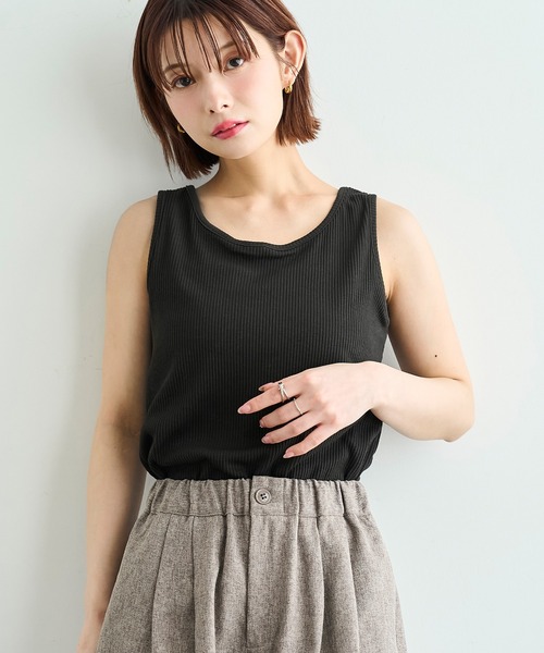 mil(ミル)の「【汗染み防止加工】 前後2way リブ タンクトップ【587202】(タンクトップ・レディース・ブラック/モカ/チャコールグレー・S/XS)」の9枚目の写真