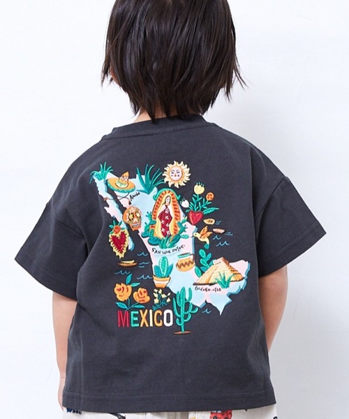 Fluffy BROTHERS(フラッフィーブラザーズ)の「メキシコ刺繍Tシャツ(Tシャツ/カットソー・キッズ・オートミール/スミクロ・150cm/90㎝/140cm/130cm/120cm/100cm/110cm/80cm)」の2枚目の写真
