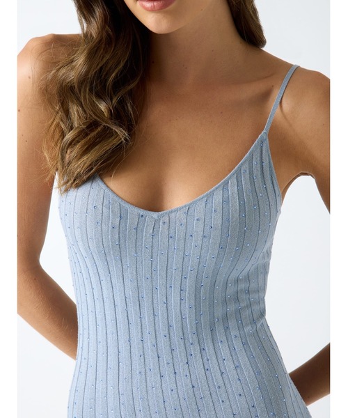 Guess(ゲス)の「MEENA Ribbed Sheer Skirt ワンピース ドレス(ワンピース・レディース・ライトブルー・MEDIUM/X-SMALL/LARGE)」の4枚目の写真