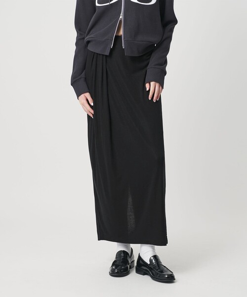ER(イーアール)の「<ER>ジャージー ロングスカート(スカート・レディース・ダークブラウン/ブラック・S/M)」の2枚目の写真
