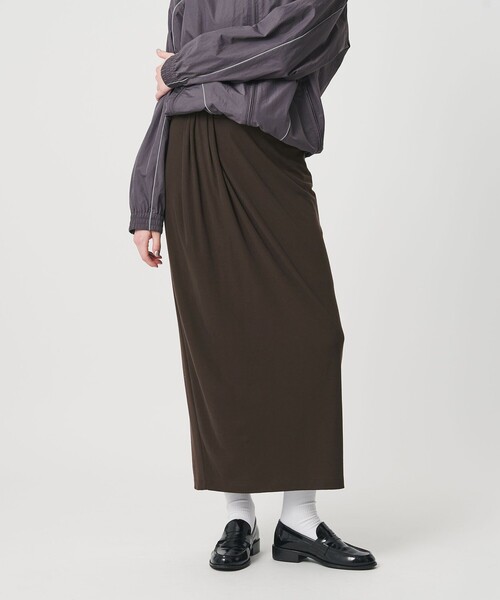ER(イーアール)の「<ER>ジャージー ロングスカート(スカート・レディース・ダークブラウン/ブラック・S/M)」の3枚目の写真