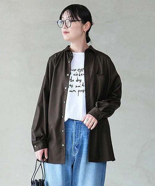 SOLAMONAT LARME（ソラモナラーム）の「比翼シャツ（シャツ/ブラウス・レディース・オフホワイト/チャコール/ブラック/ブラウン・38）」の4枚目の写真