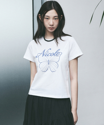 NICOLE BUTTERFLY SLIM TOP_WHITE PURPLE