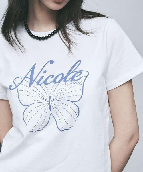 NICK&NICOLE(ニックアンドニコール)の「NICOLE BUTTERFLY SLIM TOP_WHITE PURPLE(Tシャツ/カットソー・レディース・その他・FREE)」の2枚目の写真
