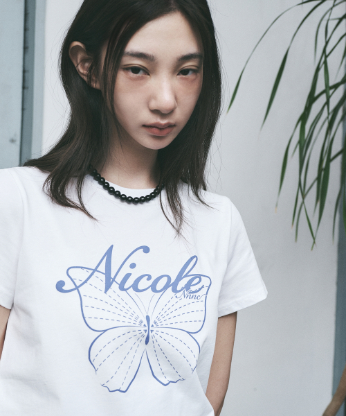 NICK&NICOLE(ニックアンドニコール)の「NICOLE BUTTERFLY SLIM TOP_WHITE PURPLE(Tシャツ/カットソー・レディース・その他・FREE)」の3枚目の写真