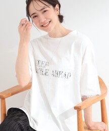 SHOO・LA・RUE | 【ひんやり/洗濯機可】レースデザインでこなれ見え ロゴプリントTシャツ(Tシャツ/カットソー)