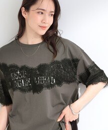 SHOO・LA・RUE | 【ひんやり/洗濯機可】レースデザインでこなれ見え ロゴプリントTシャツ(Tシャツ/カットソー)