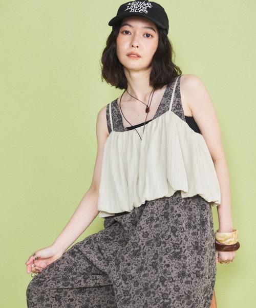MIRROR STOKE(ミラーストーク)の「【ZOZO限定】BALLOON BUSTIER ROMPERS/バルーンビスチェロンパース(サロペット/オーバーオール・レディース・グレイッシュベージュ/ブラック・MEDIUM)」の6枚目の写真