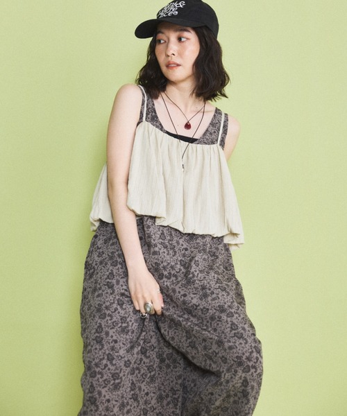 MIRROR STOKE(ミラーストーク)の「【ZOZO限定】BALLOON BUSTIER ROMPERS/バルーンビスチェロンパース(サロペット/オーバーオール・レディース・グレイッシュベージュ/ブラック・MEDIUM)」の4枚目の写真