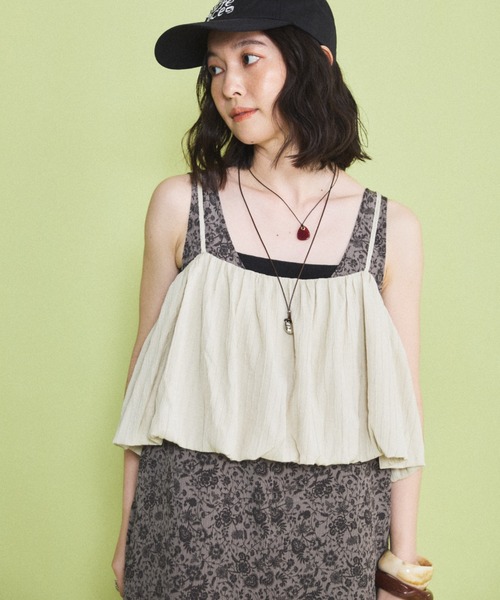 MIRROR STOKE(ミラーストーク)の「【ZOZO限定】BALLOON BUSTIER ROMPERS/バルーンビスチェロンパース(サロペット/オーバーオール・レディース・グレイッシュベージュ/ブラック・MEDIUM)」の13枚目の写真