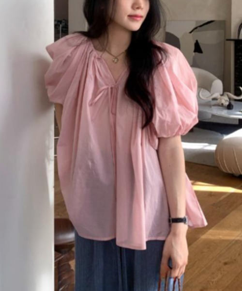 semplice（センプリチェ）の「ブラウス【韓国ファッション】（シャツ/ブラウス・レディース・ピンク/ブルー・F）」の12枚目の写真