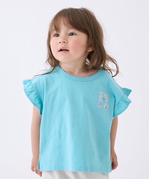 petit main(プティマイン)の「【プティプラ】アルファベット袖フリルTシャツ(Tシャツ/カットソー・キッズ・アイボリー/ライトピンク/レッド/ネイビー/ライトグレー/ターコイズブルー/オレンジ/ブラック・110cm/130cm/120cm/90cm/100cm/80cm)」の6枚目の写真
